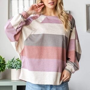 New Striped Raglan Style Top